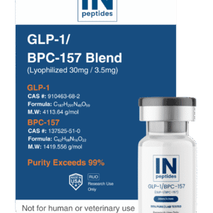 GLP-1 and BPC-157 blend lyophilized peptide vial 30mg for metabolism and tissue repair research