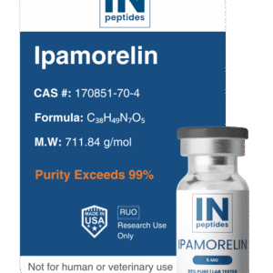 Ipamorelin peptide vial for GH release, muscle, and fat research