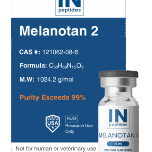Melanotan 2 peptide vial for skin pigmentation, tanning, and sexual health research